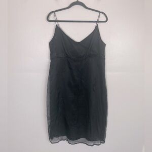 Relativity Silk Midi Dress Size XL Black Chiffon Sleeveless Embroidered Beaded